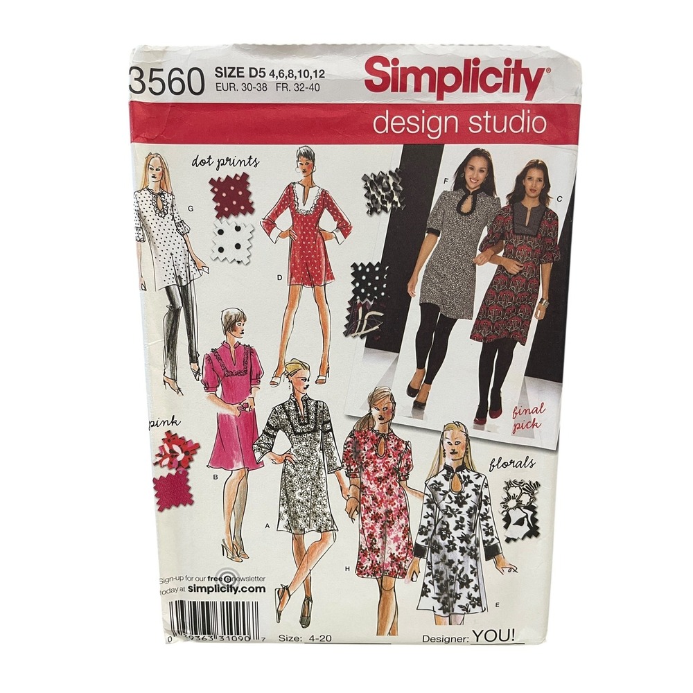 Simplicity 3560 Dress Tunic Pattern Size 4-12 Vintage 90s Design Studio